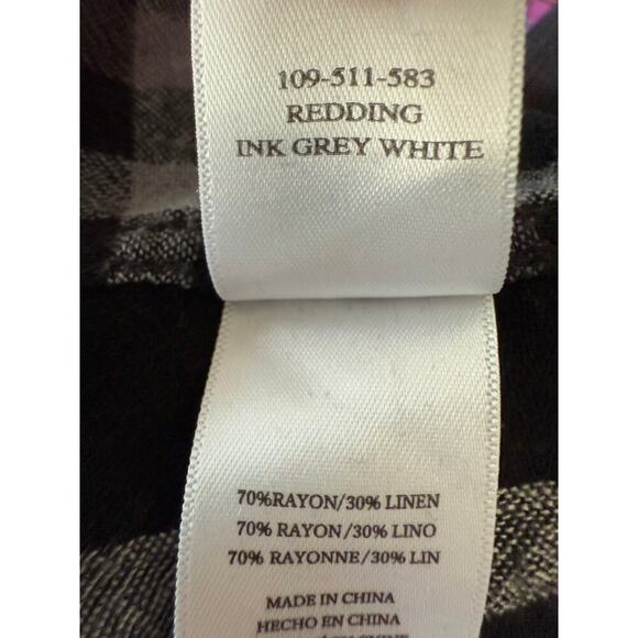 Rails Redding Shirt Womens Medium Ink Grey White Plaid Long Sleeve Frayed Hem - Picture 7 of 8